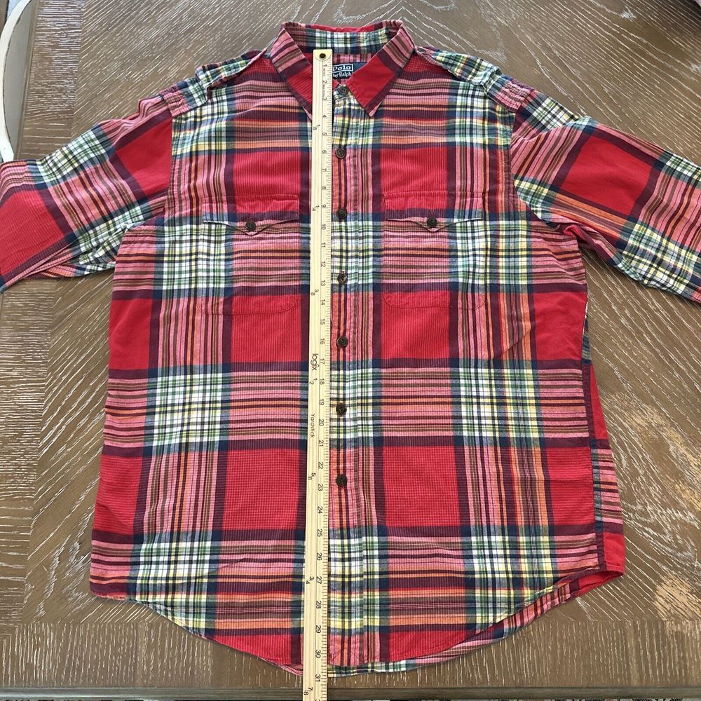 Polo Ralph Lauren Shirt Mens XL RED PLAID Button Down EXCELLENT ~ Fast Ship - Picture 5 of 7